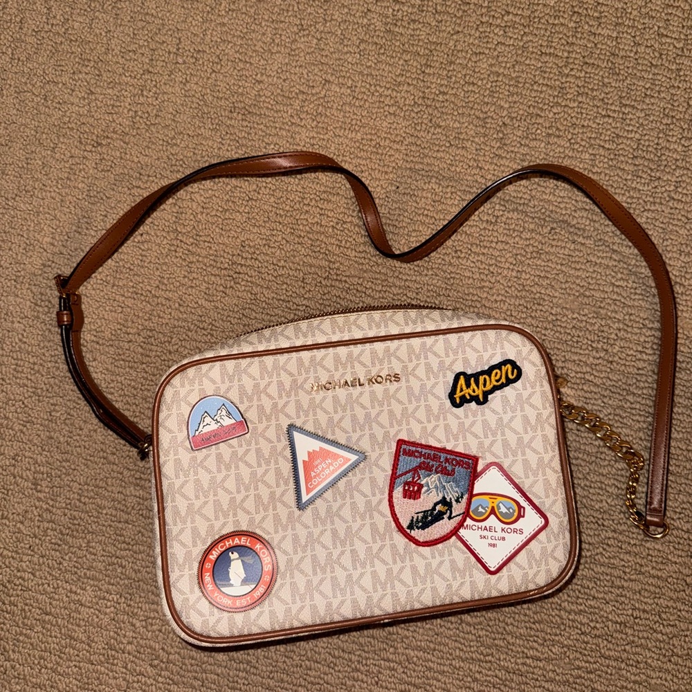 Michael Kors Beige Crossbody Bag with Patches